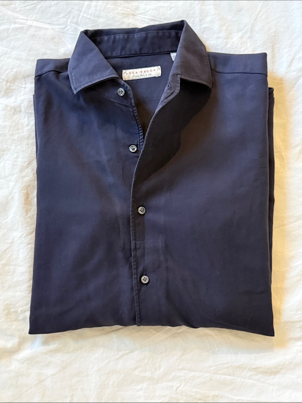 Men's Casual Luca Faloni Button-Down Shirt in Navy 15.75 Collar